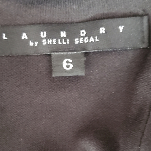 Silk Laundry Shelli Segal LBD Black Halter Open Back Asymetrical Dress Size 6 - Picture 7 of 9